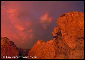 Rocks. Rock Forms. Tufa. Dawn. Clouds. Glow. Bandolier N Mon