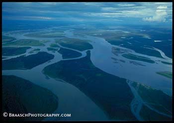 Yukon River. Alaska. Rivers. Aerial View. Flow. Meanders.